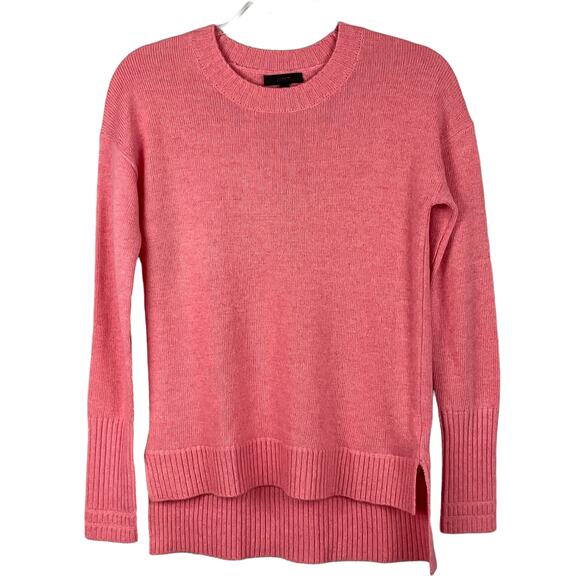 J. Crew Womens Sweater Hi Lo Hem Wool Pink Heather Sorbet Supersoft Yarn sz XXS - Picture 4 of 9